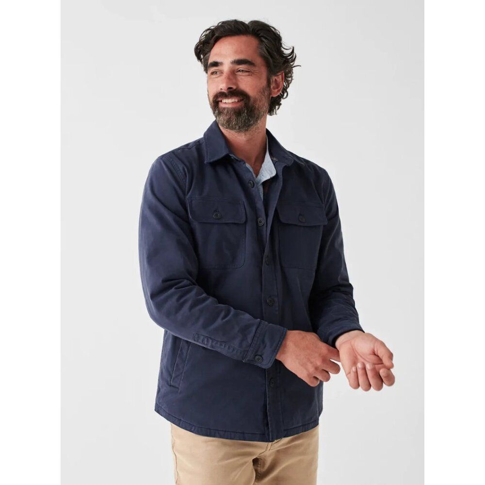 Faherty Men's Stretch Blanket Lined CPO Jacket Washed Navy NWOT Size XXL